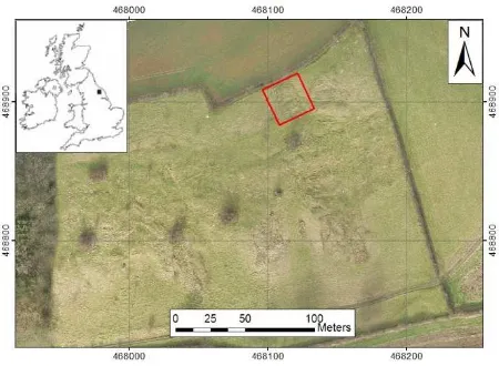 Figure 1. Overview of test site located at Hollin Hill landslide observatory: the red boxed area is used for this research