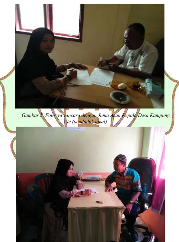 Gambar 6. Foto wawancara dengan Ketua Badan Permusyarawatan Desa  (BPD) (penduduk lokal) 