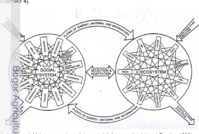 Gambar 4  Hubungan antara sistem sosial dengan ekosistem ( Rambo 1983) 