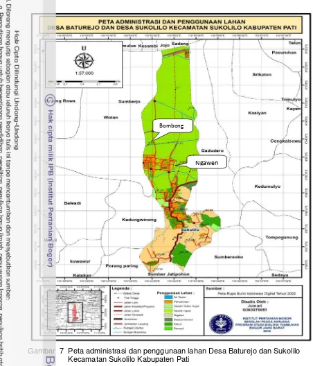 Gambar  7  Peta administrasi dan penggunaan lahan Desa Baturejo dan Sukolilo    
