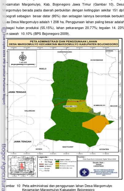 Gambar  10  Peta administrasi dan penggunaan lahan Desa Margomulyo  