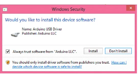 Gambar 3.6 Tampilan ke-dua Windows Security Software Arduino Uno 