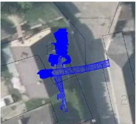 Figure 1. Cadastral map, orthophoto (COSMC, 2014) and geodetic survey of underground object