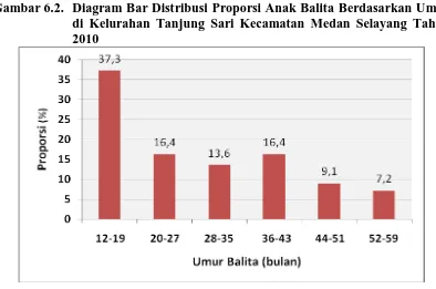 Gambar 6.2. Diagram Bar Distribusi Proporsi Anak Balita Berdasarkan Umur di Kelurahan Tanjung Sari Kecamatan Medan Selayang Tahun 