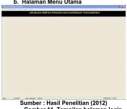 Gambar 10. Tampilan halaman login sumber: Hasil Penelitian (2012)  