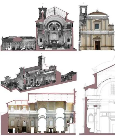Figure 6. Finite element models of San Lorenzo Church in  Pegognaga and San Giovanni Battista Church in San Giovanni del Dosso 