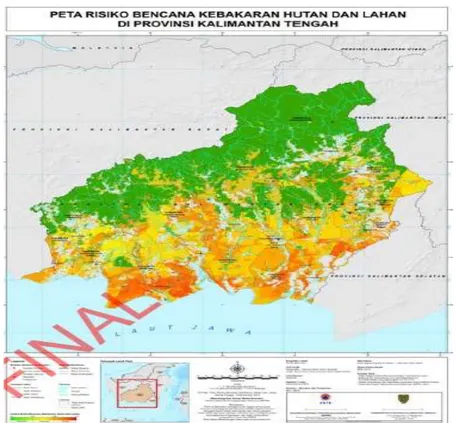 Gambar 2. Peta Risiko Bencana Kebakaran di Kalimantan Tengah  Sumber : BNPB Kalteng, 2016 