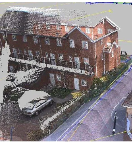 Figure 1. A coloured point cloud of a building in Eastleigh, captured using the MX8 mobile mapping system 