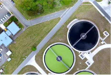 Figure 5. A view of the new features in the Strongford sewage treatment works, captured by the PrecisionHawk UAV 