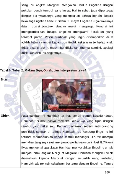 Tabel 6. Tabel 2. Makna Sign, Objek, dan Interpretan teks 4 