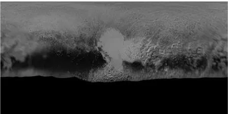 Figure 1a. Global panchromatic mosaic of Pluto at 315 m/pixel. unilluminated during the 2015 encounter