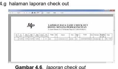 Gambar 4.6.  laporan check out 