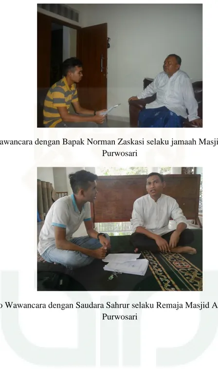 Foto Wawancara dengan Saudara Sahrur selaku Remaja Masjid Al-Hidayah  Purwosari 