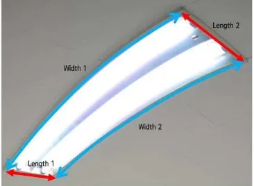 Figure 10. The width, length and height of the fluorescent lamp 