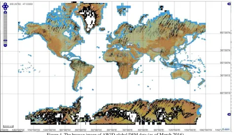 Figure 4. The browse image of AW3D global DSM data (as of March 2016). 
