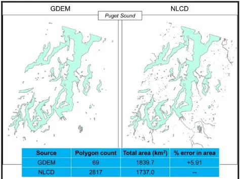 Figure 6 shows one of the ten sample tiles used for an initial evaluation of the water body delineation in GDEM v3