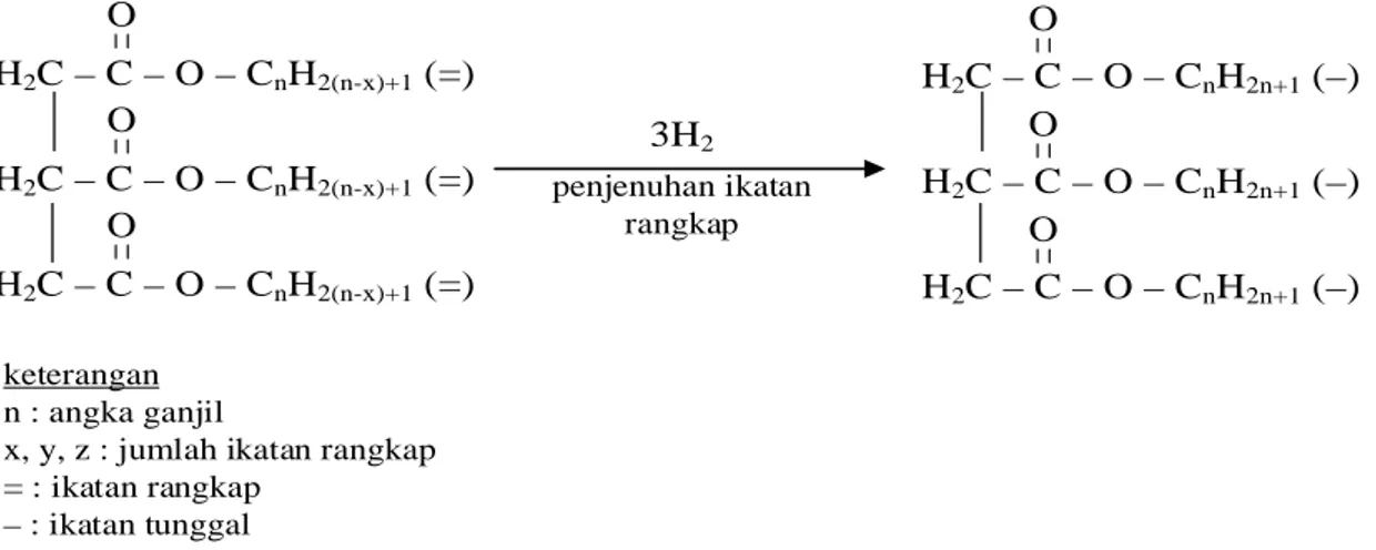 Gambar 2.5 Skema Reaksi Hidrogenasi (Mohammad et al, 2012) 