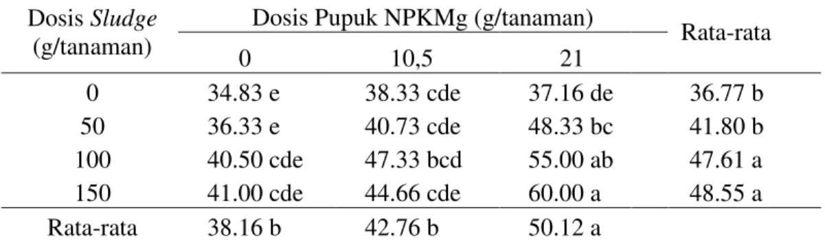 Tabel  6.  Rata-rata  volume  akar  bibit  (ml)  kelapa  sawit  umur  6  bulan  pada  perlakukan sludge dan pupuk NPKMg  