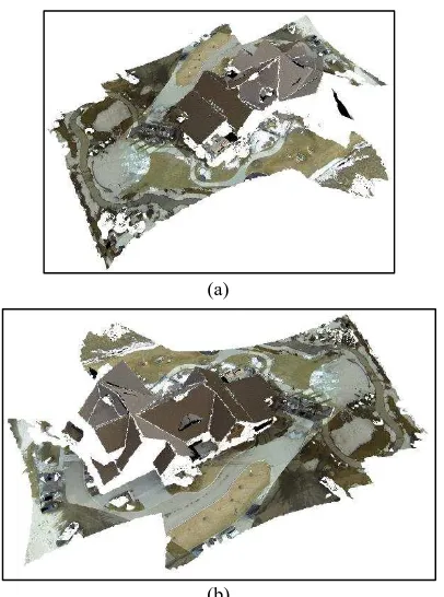 Figure 15. Two different views of a photo-realistic 3D model (b) generated from UAV-borne photogrammetric data 