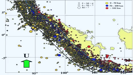 Gambar 1. Sebaran sumber gempa periode 1900-2007 (gabungan katalog NEIC, ISC dan EHB) 