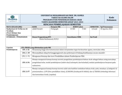 Kode Dokumen RENCANA PEMBELAJARAN SEMESTER