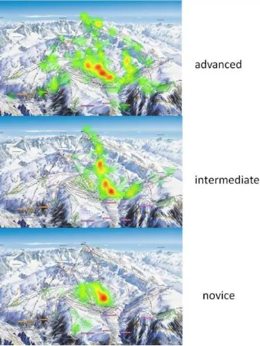 Figure 5 Examples of heatmaps for exploring and assessing the ski resort task (T1) 