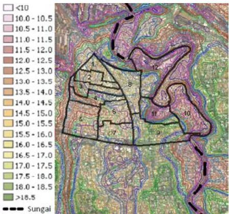 Gambar 3. Peta topografi (Rahayu, 2008) 