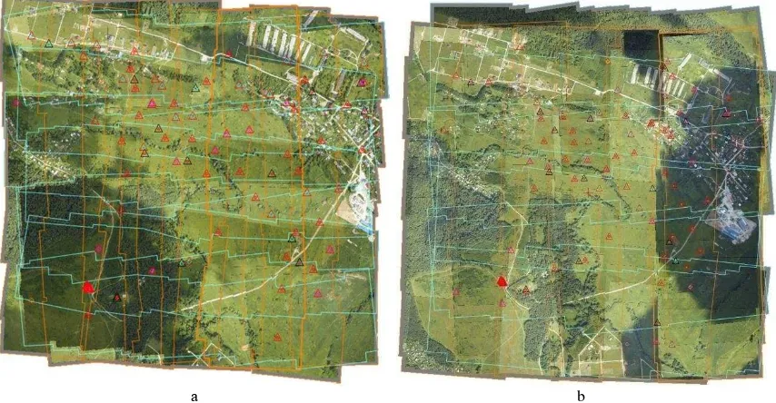 Figure 3. The Diagram of aerial photo: a - height shooting 600 meters; b - height of shooting 800 m 
