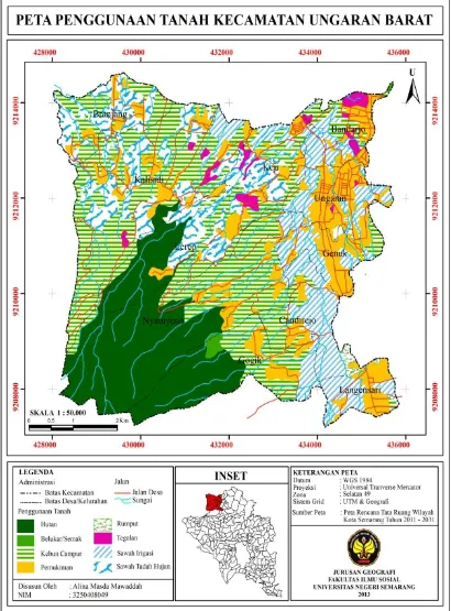 Gambar 2. Peta Penggunaan Tanah Kecamatan Ungaran Barat. 
