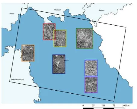 Figure 3. Spatial coverage of the seven subsets chosen as training for  the classifier