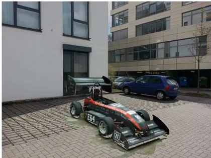 Figure 1: Example of AR application. Virtual car on a realparking lot