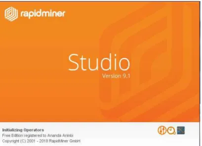 Gambar 4.2 Tools RapidMiner Studio Version 9.1  Sumber : Screenshot (RapidMiner, 2019) 