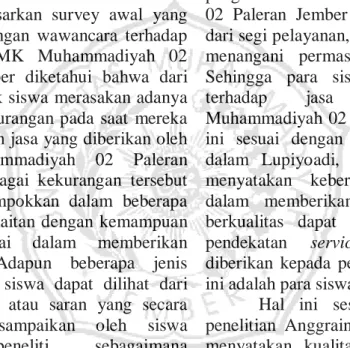 Tabel 1: Kritik atau Saran Siswa SMK  Muhammadiyah 02 Paleran  Jember 