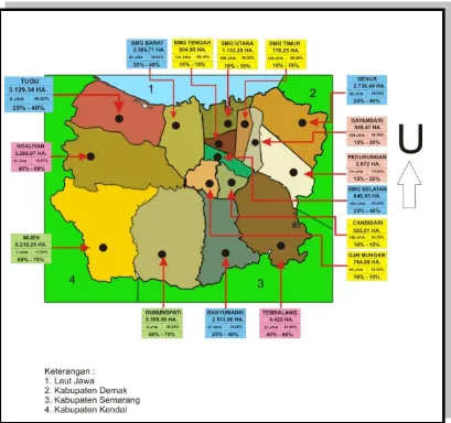 Gambar 4.1 Peta Kota Semarang dan Pembagian Kecamatan Hektare (Ha) 