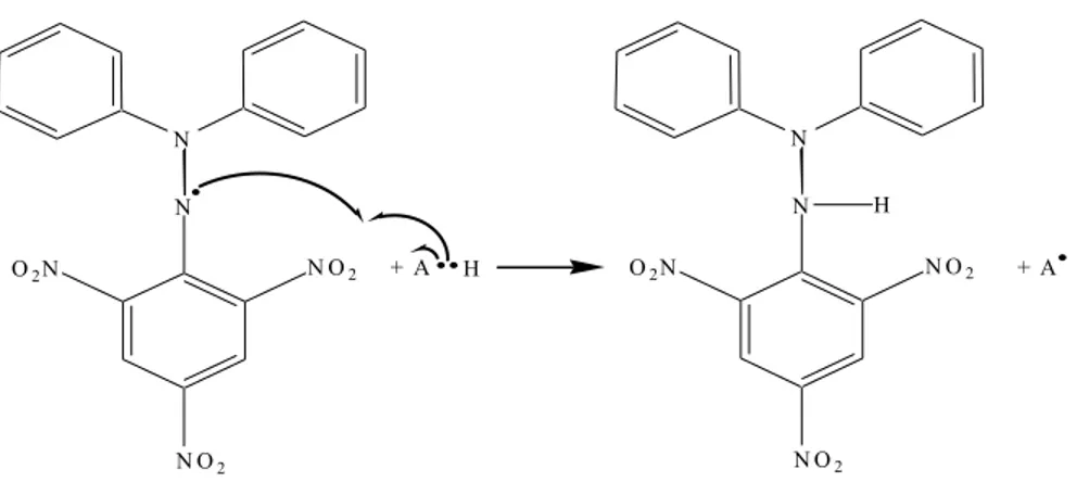 Gambar 1. Reaksi Radikal DPPH dengan Antioksidan (Windono et al., 2001) 