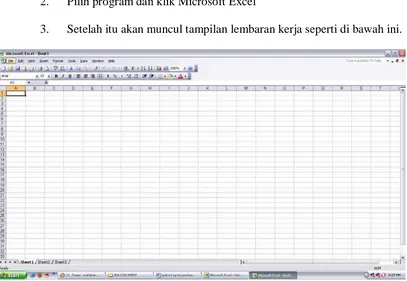Gambar 5.1 Tampilan kertas lembar kerja Excel 