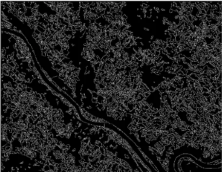 Figure 2. Edge detection in an orthophoto image; image covers the area of 13 km × 10 km 