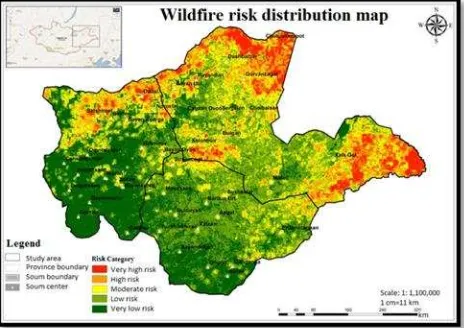 Figure 9. Result of wildfire risk level in Study area  