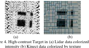 Figure 4. High-contrast Target in (a) Lidar data colorized by 