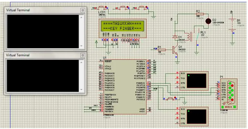 Gambar 8 Tampilan hasil simulasi pengkondisian sistem pengamanan ketika end user tidak terdeteksi oleh sensor PIR 
