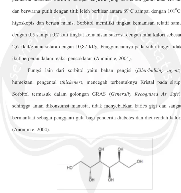 Gambar 4. Struktur Kimia Sorbitol (Sumber : Perry, 1984)