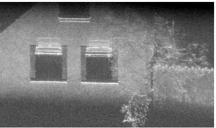 Figure 8: SAR image result of house facade. The sensor is look-ing upwards with an incidence angle ofand second ﬂoor of a house front with plastered walls is visible