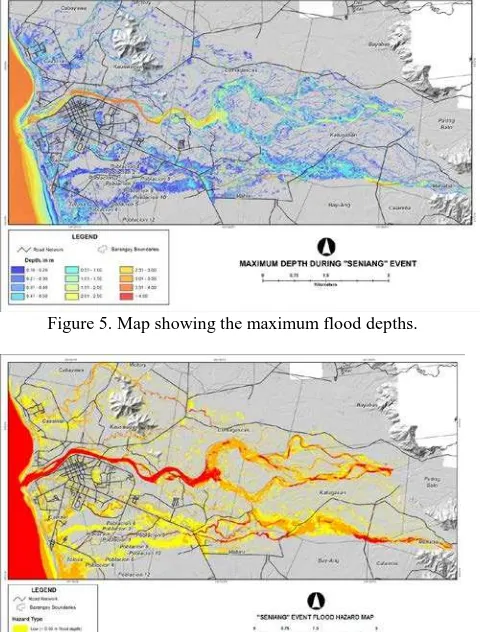 Figure 6. Map of flood hazard based on maximum flood depths.   