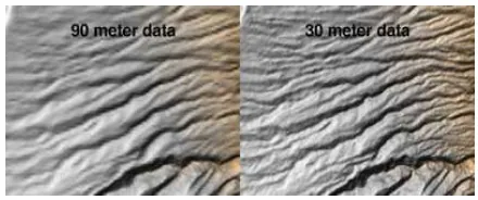 Figure 1.Spatial resolution of SRTM imagery data (NASA, 2015). 