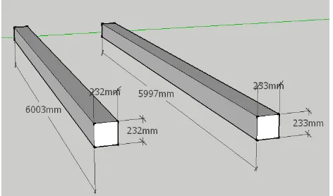 Figure 5. 3D Model Precast Concrete for 230mm x 230mm x 6000mm 