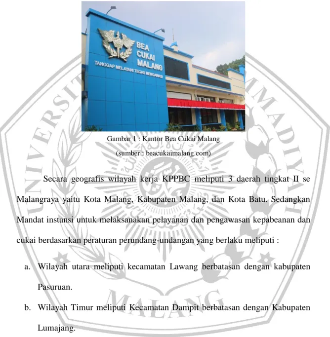 Gambar 1 : Kantor Bea Cukai Malang  (sumber : beacukaimalang.com) 