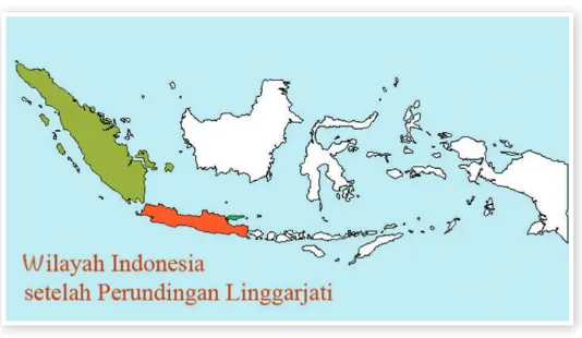 Gambar 4.2 Wilayah Indonesia (berwarna) setelah Perundingan Linggarjati.