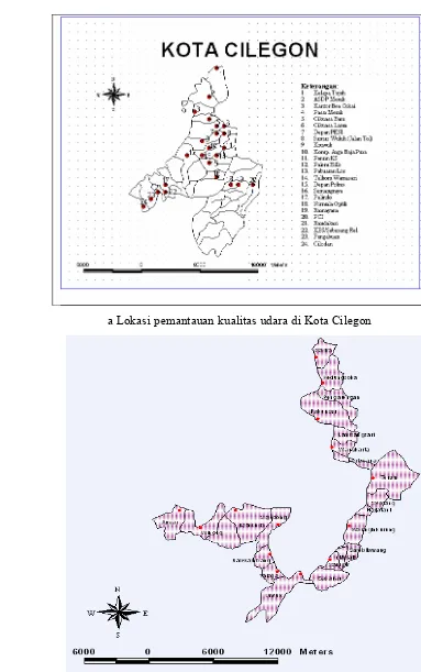 Gambar 11. Lokasi pengkuran pencemar udara di dalam dan di perbatasan Kota Cilegon 