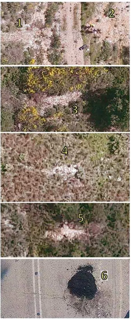 Figure 4. Top view orthophoto close-ups – Bouncing positions recognition 