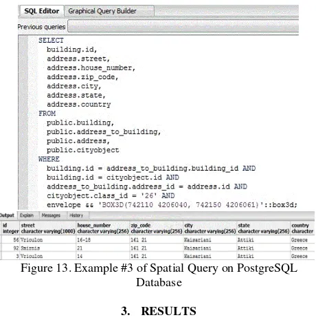 Figure 12. Example #2 of Spatial Query on PostgreSQL Database 